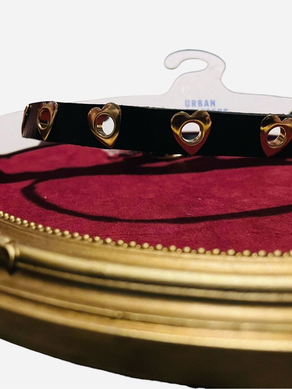 Urban Outfitters Black Choker Necklace with Gold Heart Accents